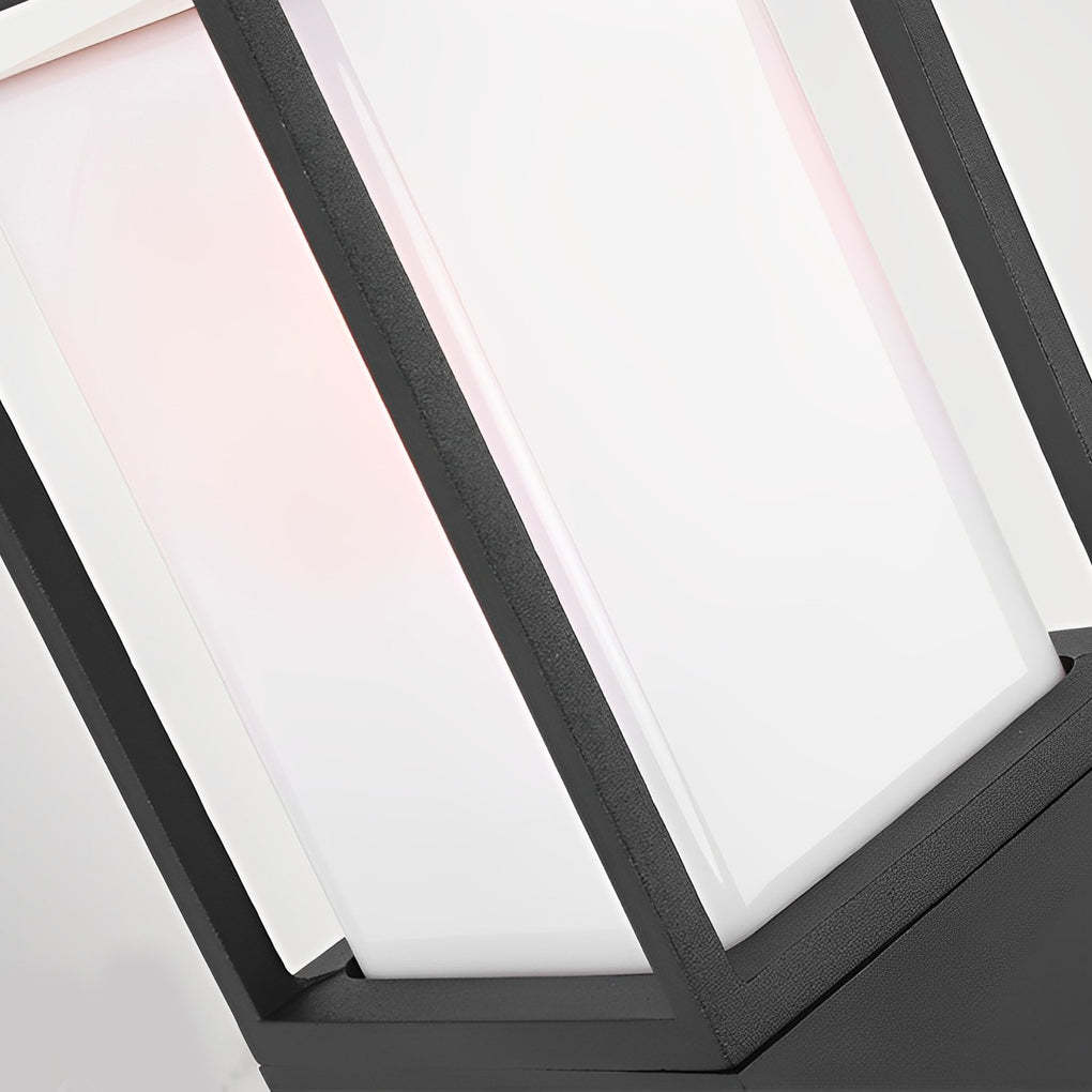 31.49 In. H Aluminum Black Bollard Lights Square Outdoor Path Lights-Lighom