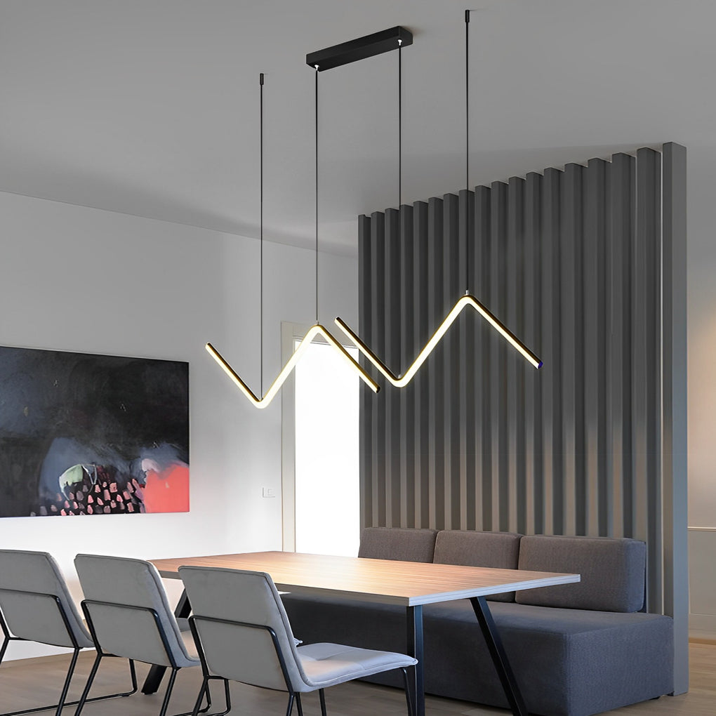 Wavy Linear 3-Step Dimming LED Nordic Pendant Chandelier