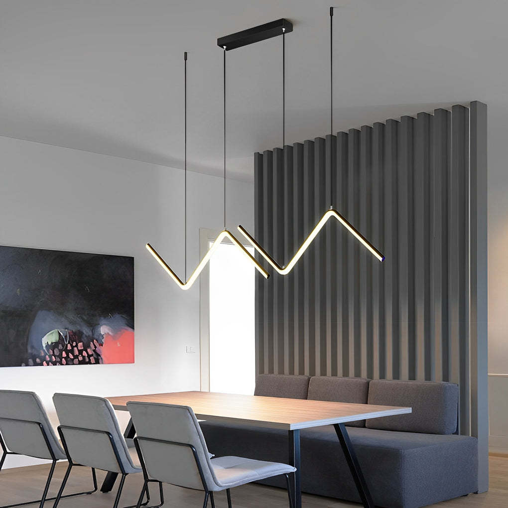 Wavy Linear 3-Step Dimming LED Nordic Pendant Chandelier