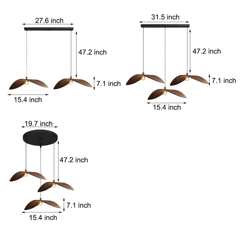 Wabi-Sabi Walnut Bar Leaf Curve Wood Pendant Light