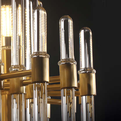 Modern tube brass glass copper metal chandeliers, Lighom