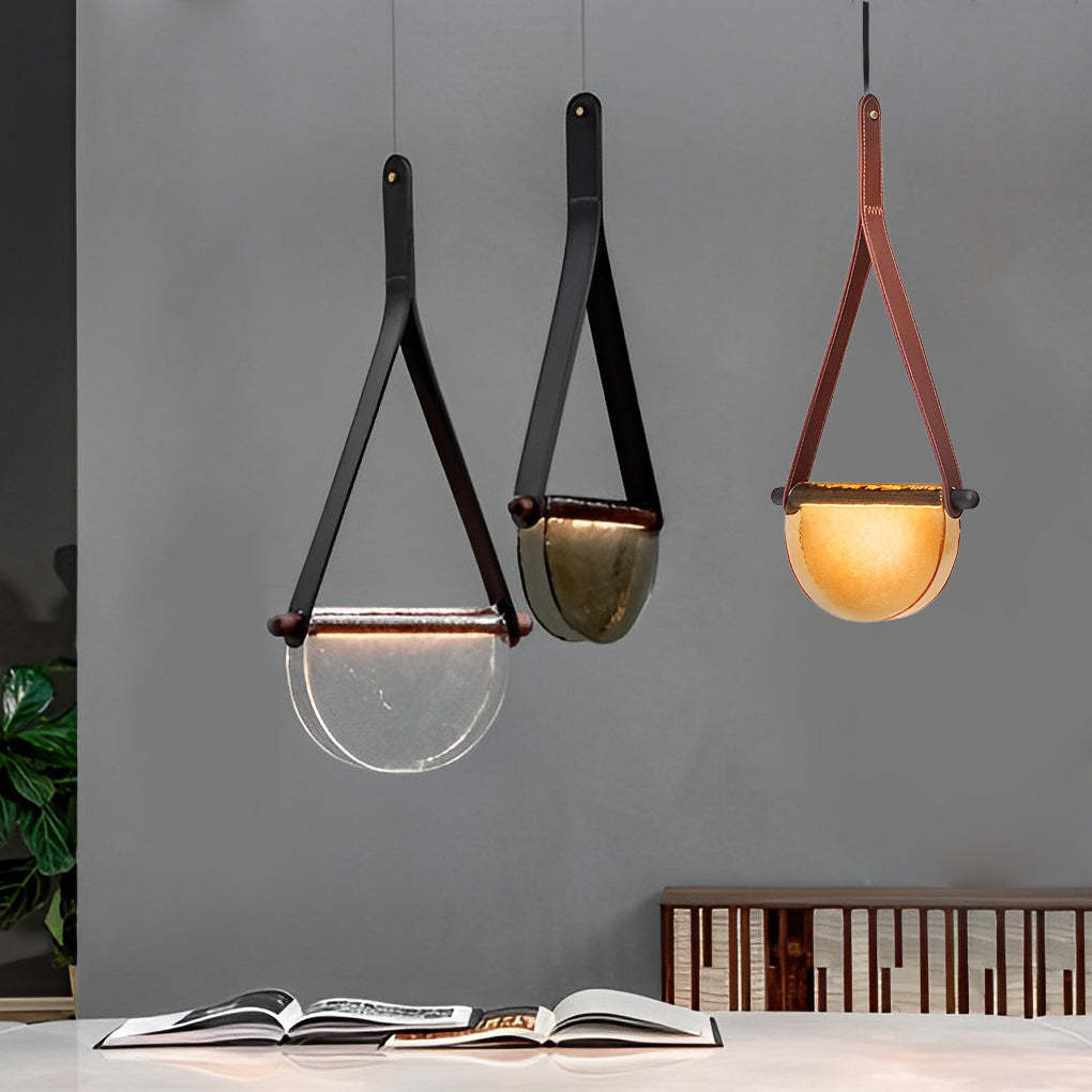 Folded Semicircular Glass LED Postmodern Belt Chandelier