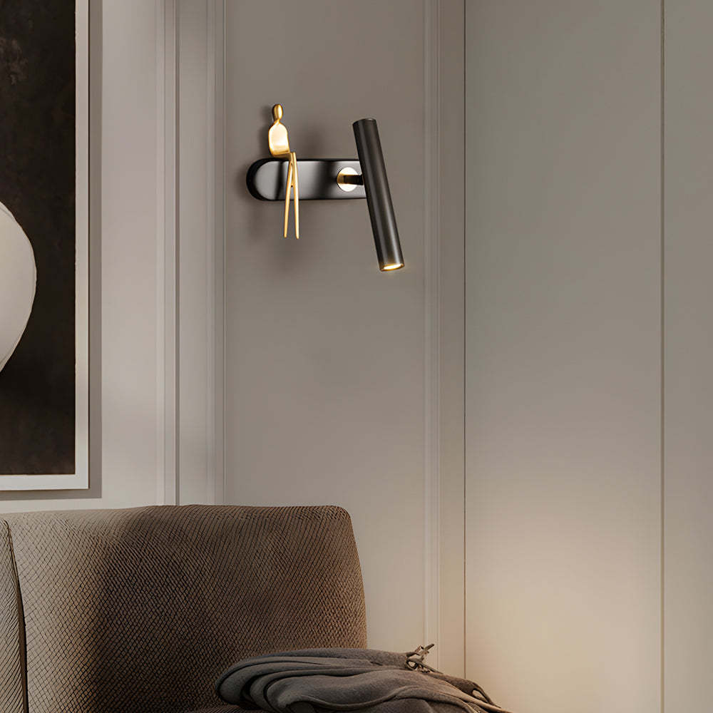 Brass 1-Light Slender Adjustable LED Wall Spotlight