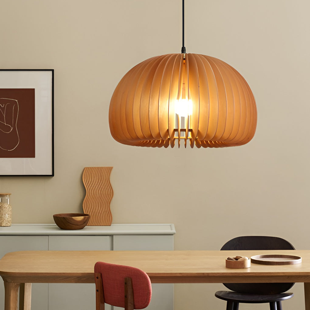 Wood Pumpkin Retro Nordic Pendant Chandelier