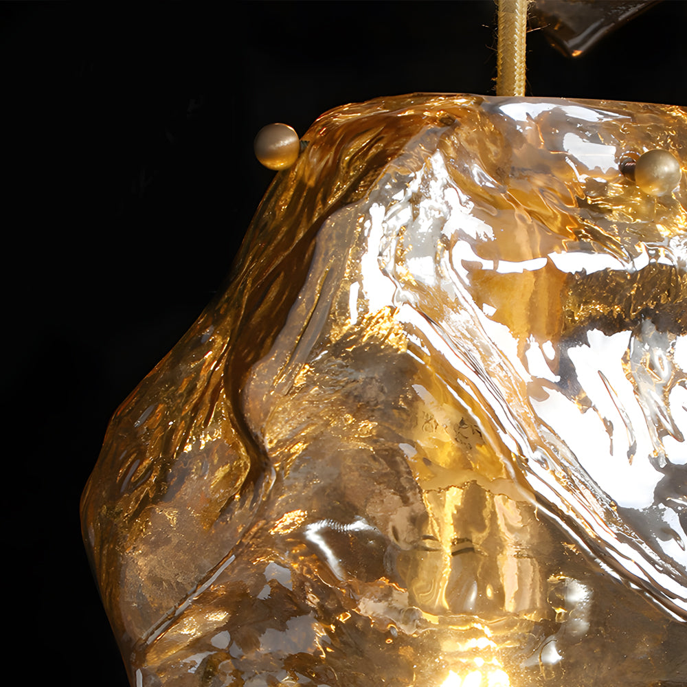 Irregular Lava Glass Copper Post-Modern Chandelier