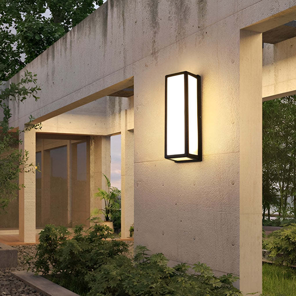 Rectangle LED Waterproof Motion Sensor Black Modern Wall Sconce Lighting-Lighom