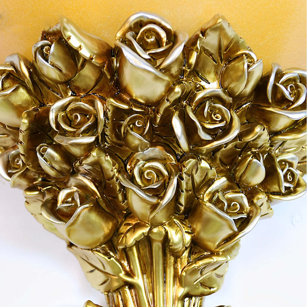 Retro Resin Roses Bouquet Glass European Wall Lamp