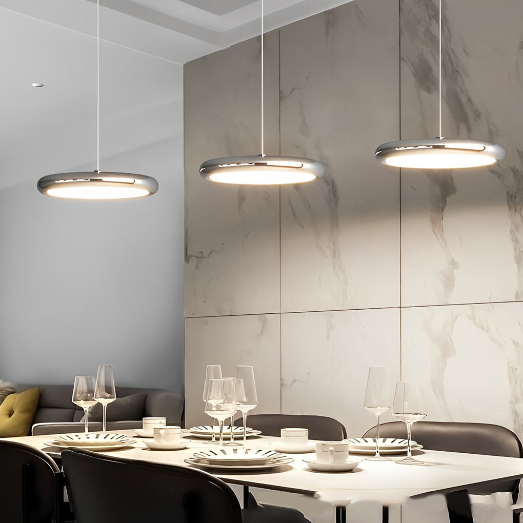 Minimalist Round Mirrored Aluminum Acrylic LED Chandelier