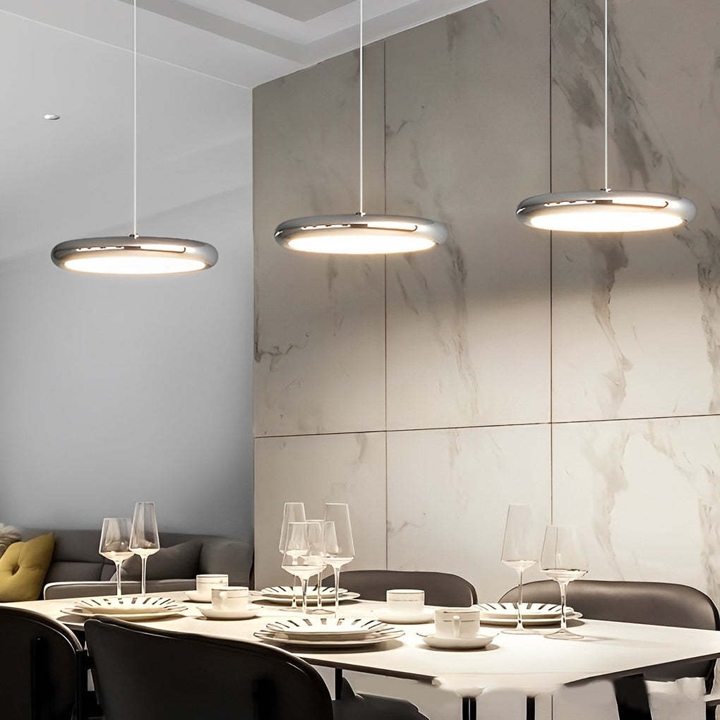 Minimalist Round Mirrored Aluminum Acrylic LED Chandelier