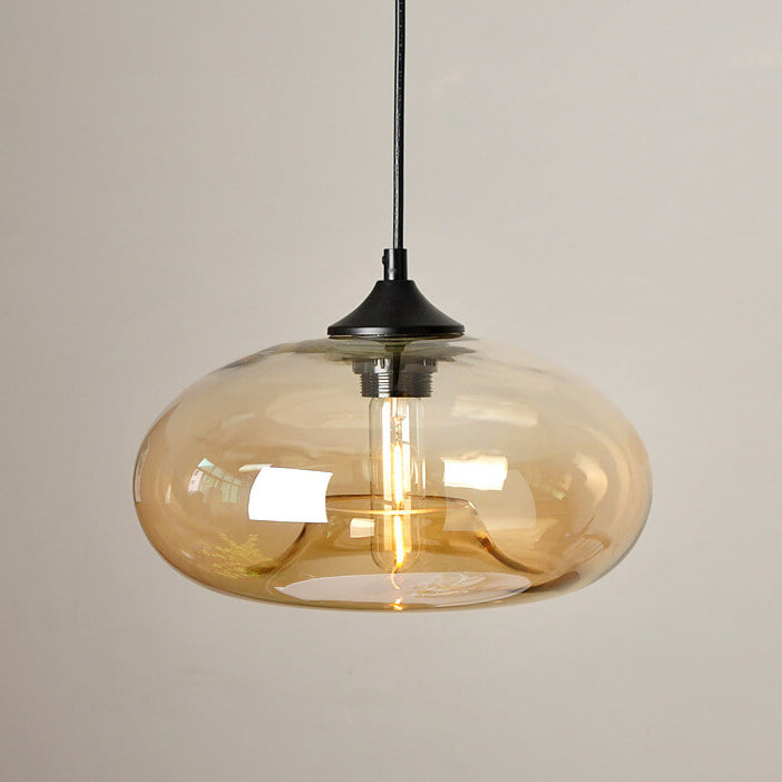 Colored Glass Oval Pendant Light
