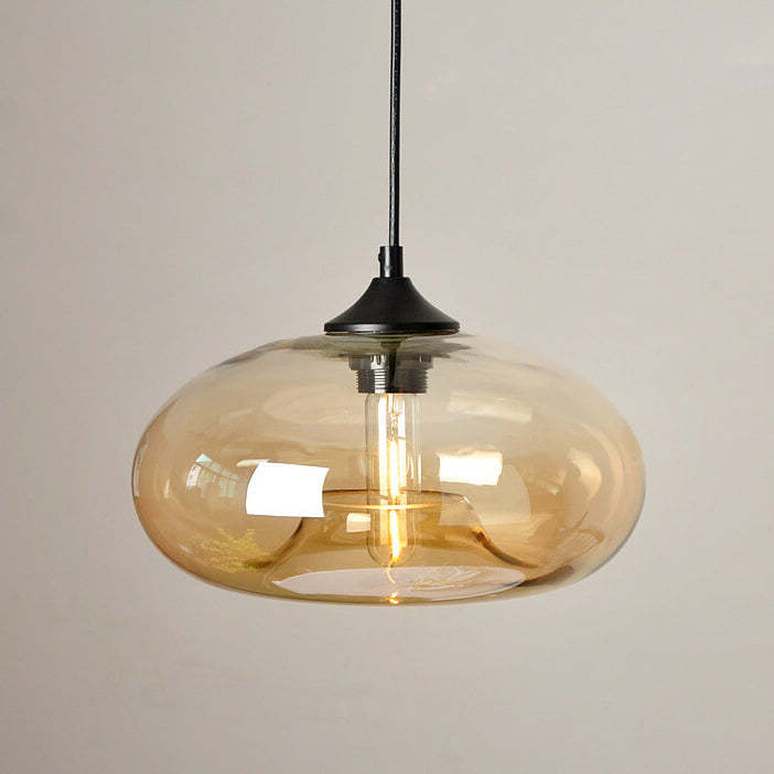 Colored Glass Oval Pendant Light
