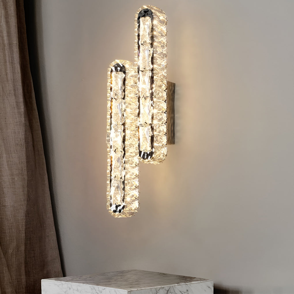 Double Strip Three Step Dimming Light LED Crystal Modern Wall Lamp Wall Sconce Lighting-Lighom