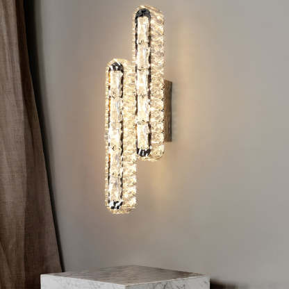 Double Strip Three Step Dimming Light LED Crystal Modern Wall Lamp Wall Sconce Lighting-Lighom