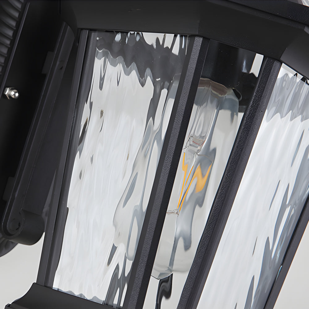 1-Light Black Clear Water Glass Outdoor Wall Light Lantern Wall Sconce Porch Wall Mounted Lights Exterior Wall Lamp-Lighom