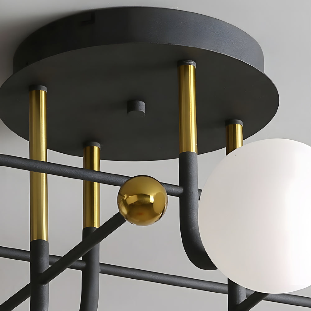 Modern Sputnik White Glass Globe Mount Light