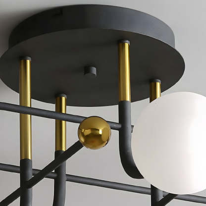 Modern Sputnik White Glass Globe Mount Light