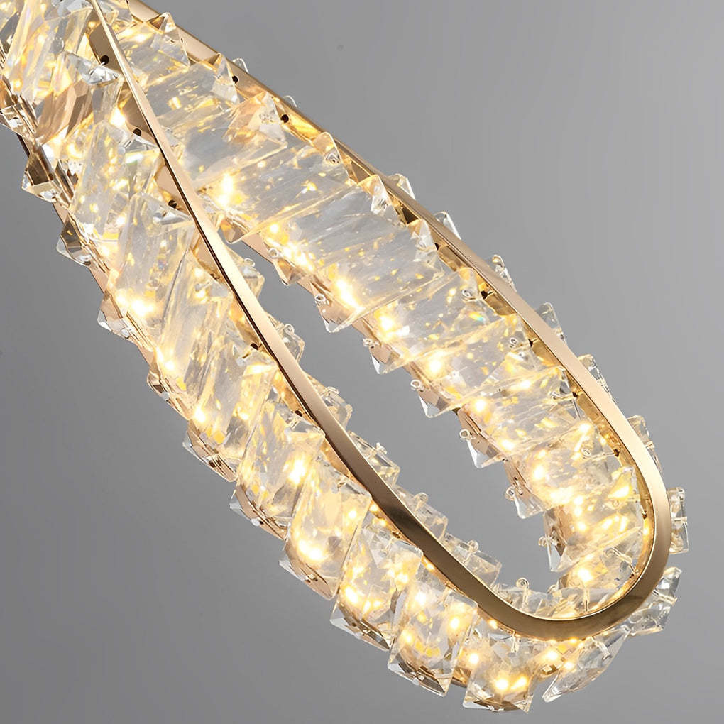 Modern ring circle crystal glass metal pendant lighting