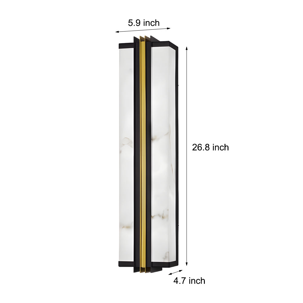 Modern Black LED Indoor/Outdoor Wall Lights with Resin Marble Shade-Lighom