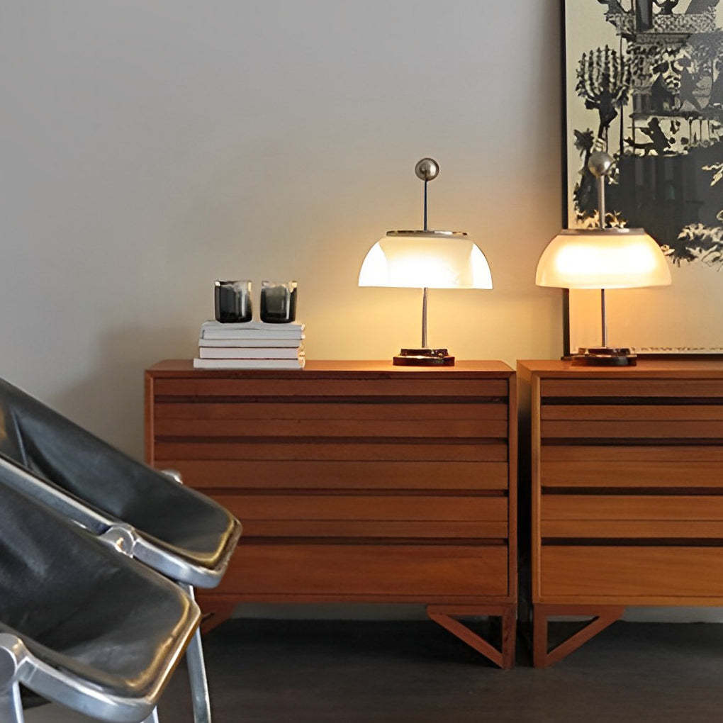 Ribbed Glass Bowl and Metal Italian Accent Table Lamps-Lighom