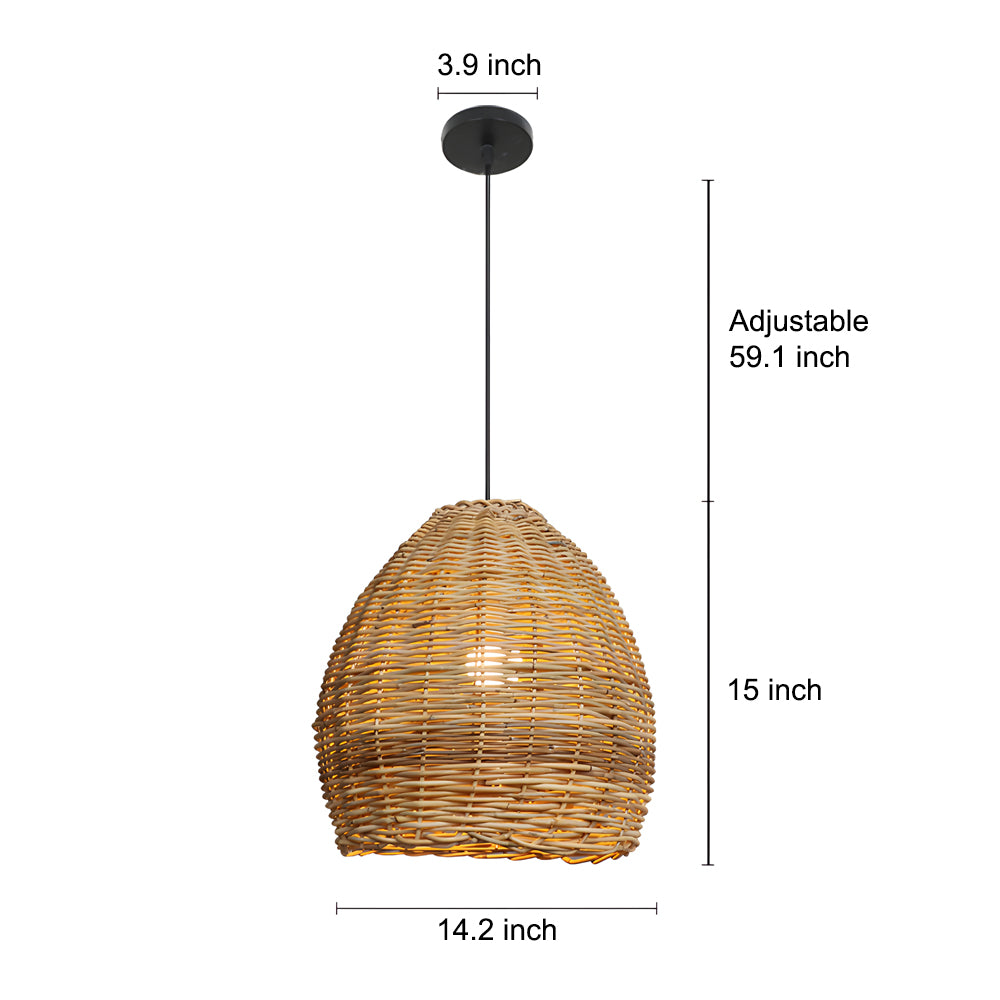Handmade Leather Rattan LED Wabi-Sabi Japanese Chandelier