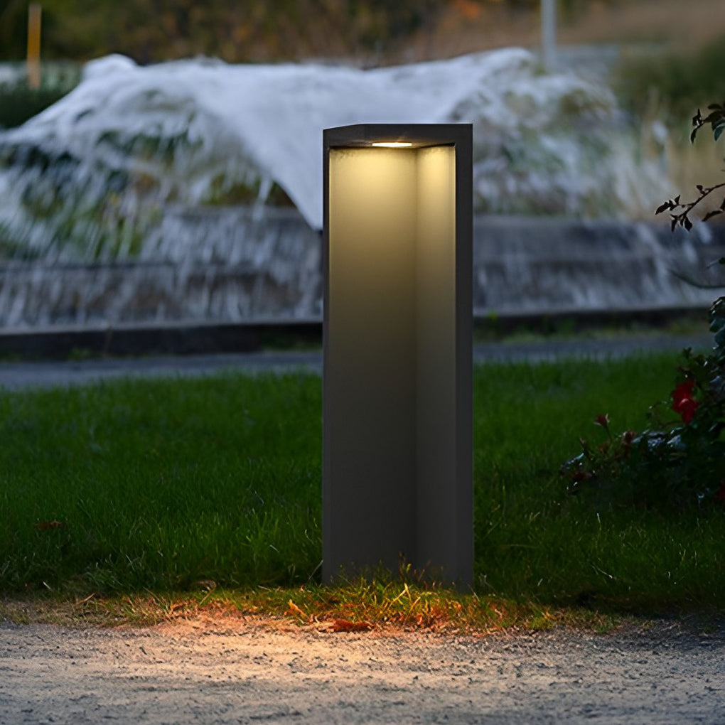 Half-Cut Rectangular Modern Gray LED Outdoor Path Light