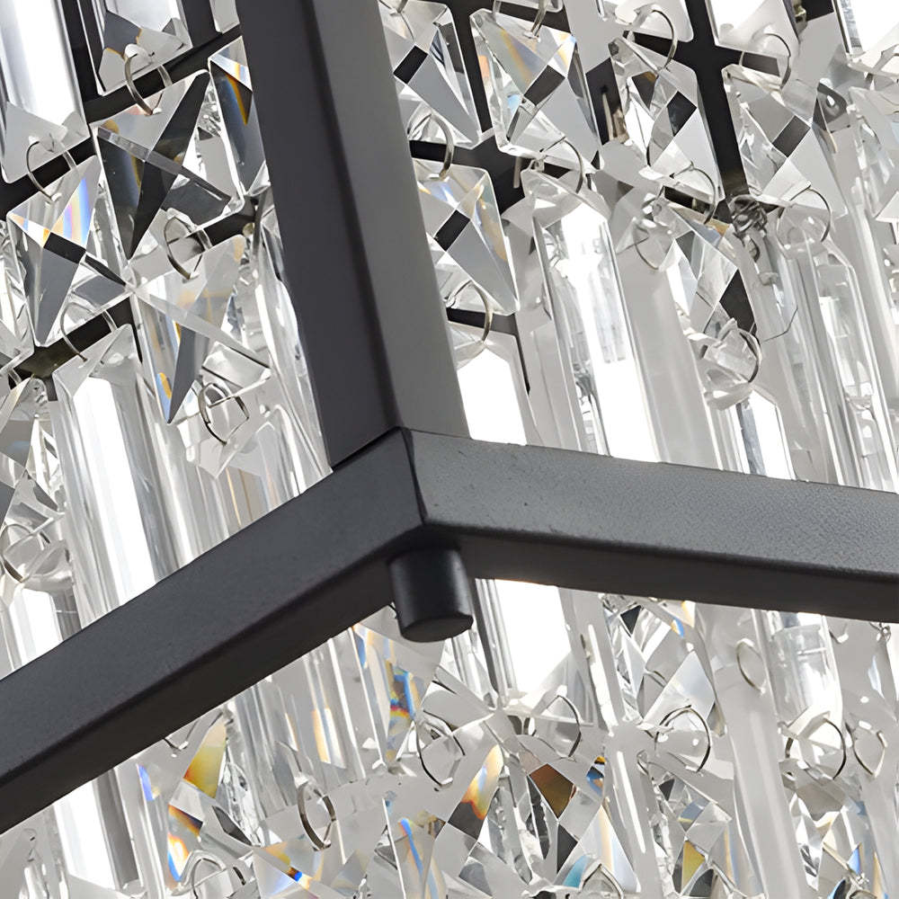 Trapezoidal Black Metallic Crystal Dining Chandelier