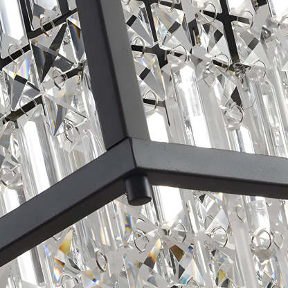 Trapezoidal Black Metallic Crystal Dining Chandelier