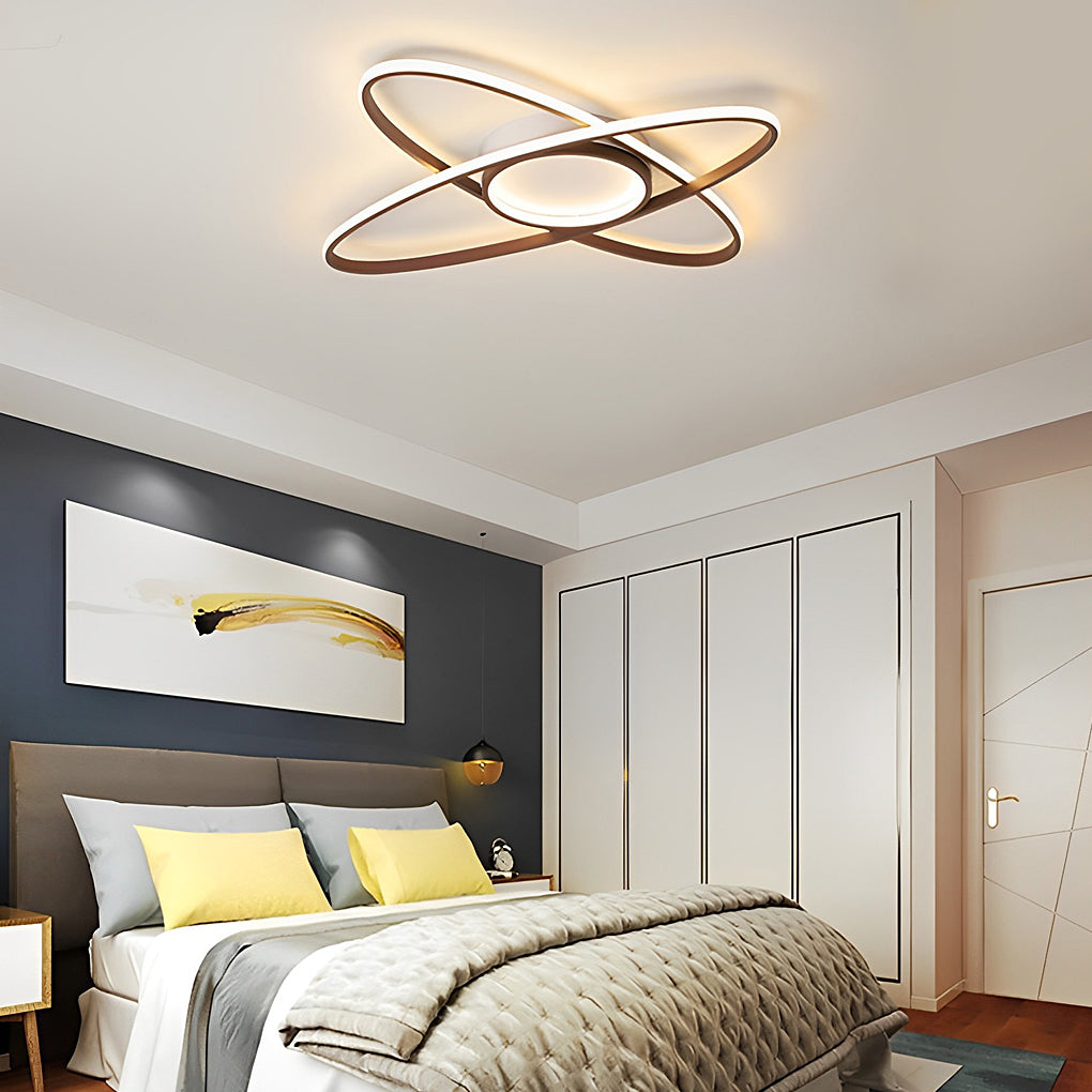 Overlapping Oval Dimmable LED Modern Flush Mount Light