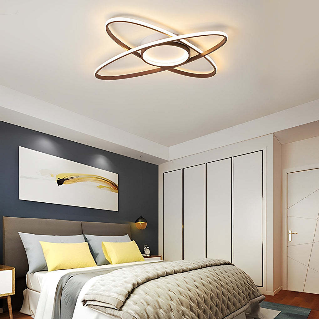 Overlapping Oval Dimmable LED Modern Flush Mount Light