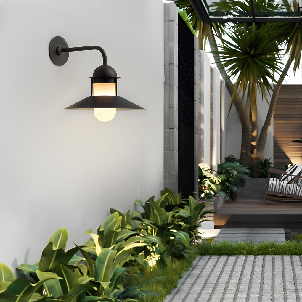 Antique Round Iron Glass Waterproof Black Retro Outdoor Wall Lights-Lighom