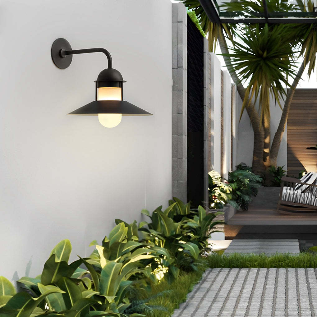 Antique Round Iron Glass Waterproof Black Retro Outdoor Wall Lights-Lighom