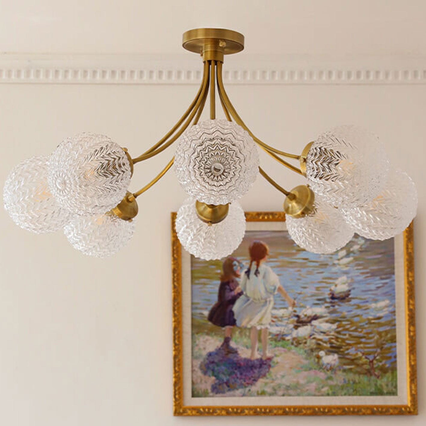 Nordic Spherical Glass 6/8-Light Flush Mount