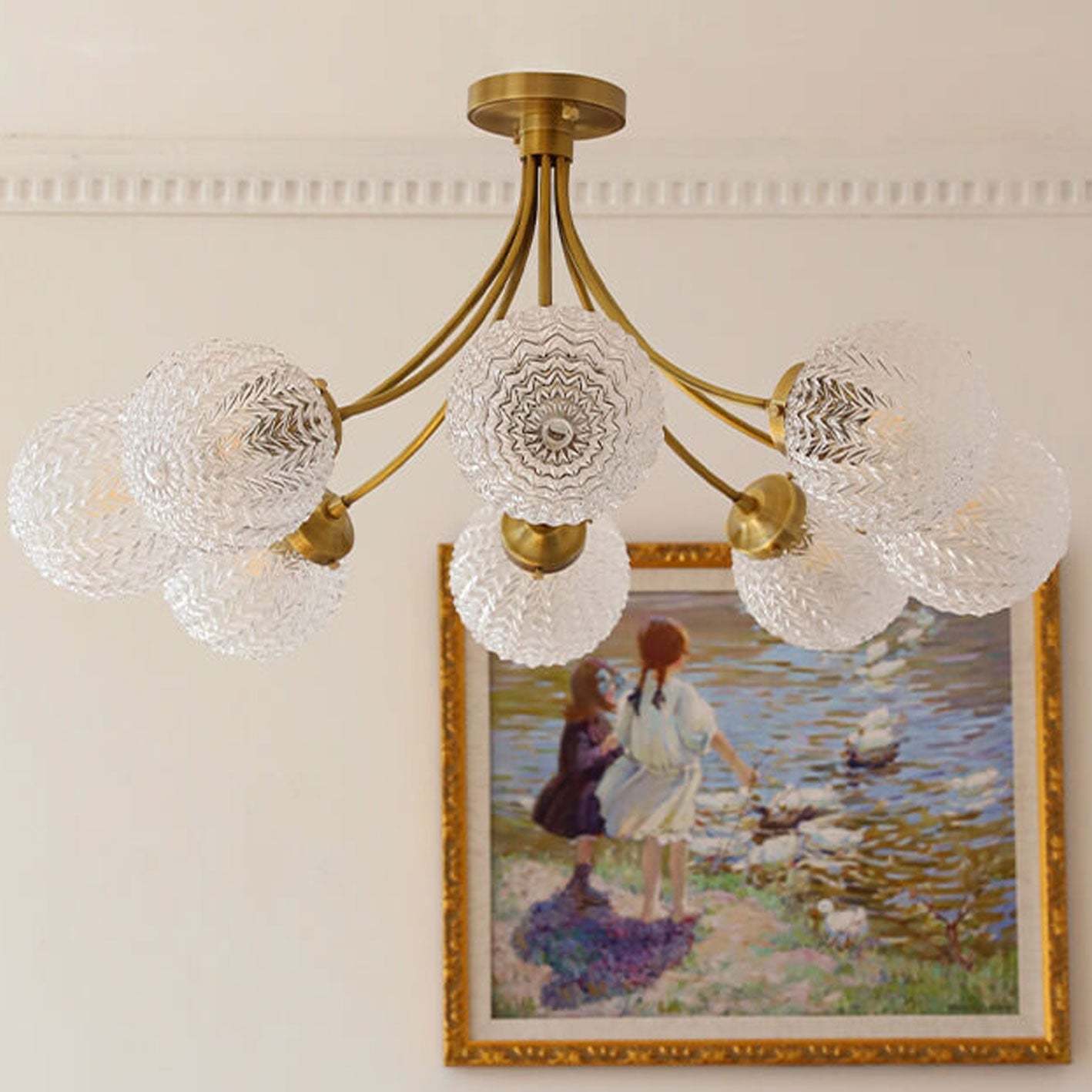 Nordic Spherical Glass 6/8-Light Flush Mount