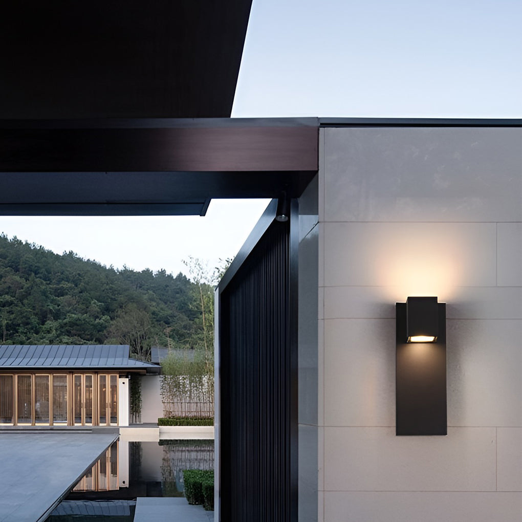 Square Waterproof LED Up and Down Lights Modern Outdoor Wall Lamp Wall Sconce Lighting-Lighom