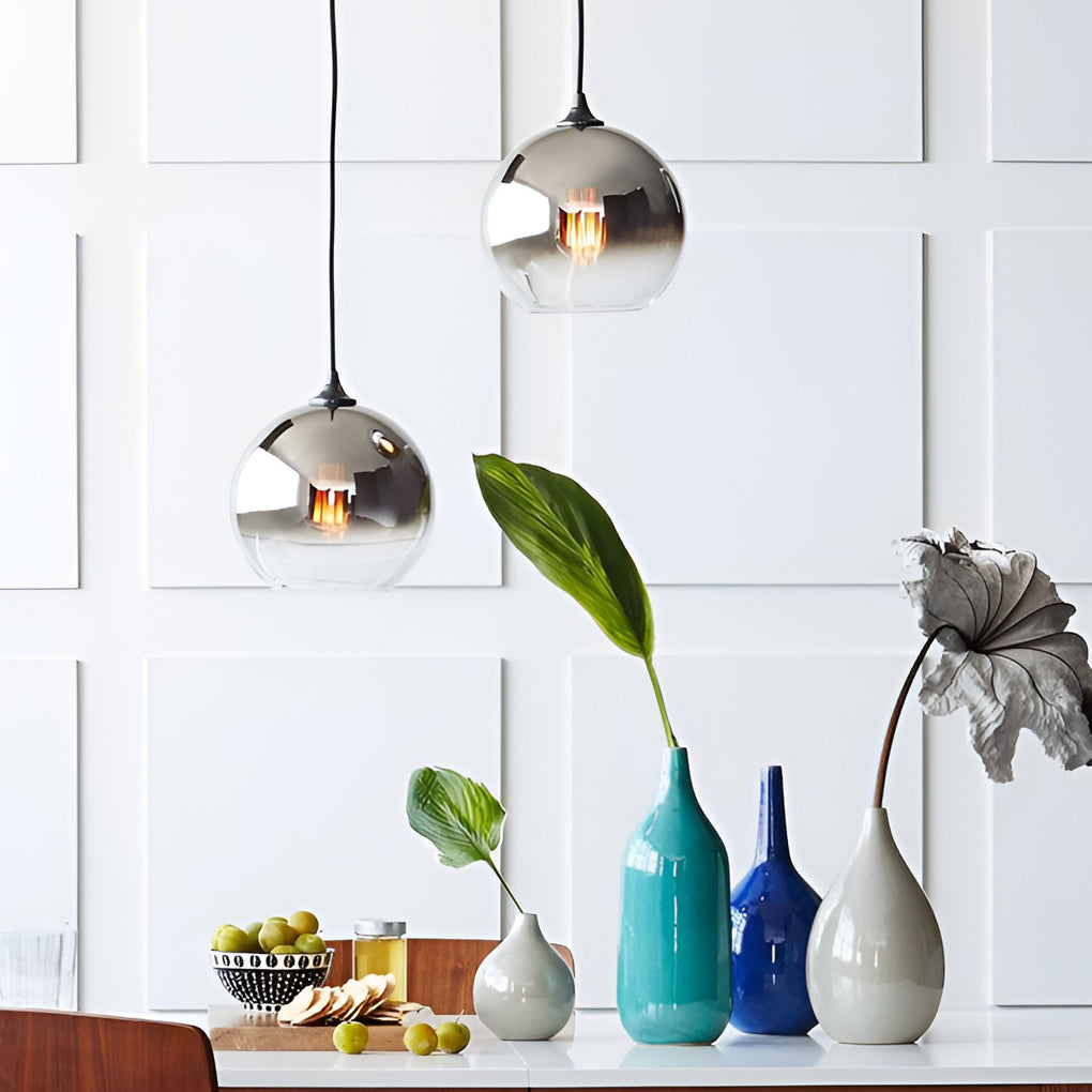 Globe Industrial Modern Glass LED Kitchen Dining Pendant