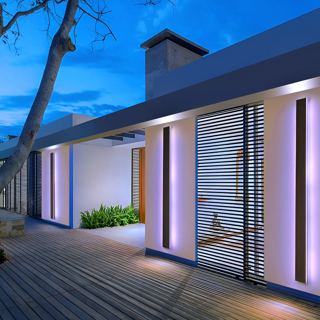 Black Long Strip Sconce Light Wall Lights Outdoor LED Lighting-Lighom