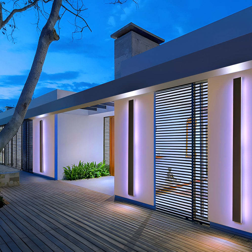 Black Long Strip Sconce Light Wall Lights Outdoor LED Lighting-Lighom