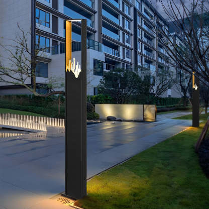 Rectangular Glass Mountain Scenery Black Modern Outdoor Pathway Lights-Lighom