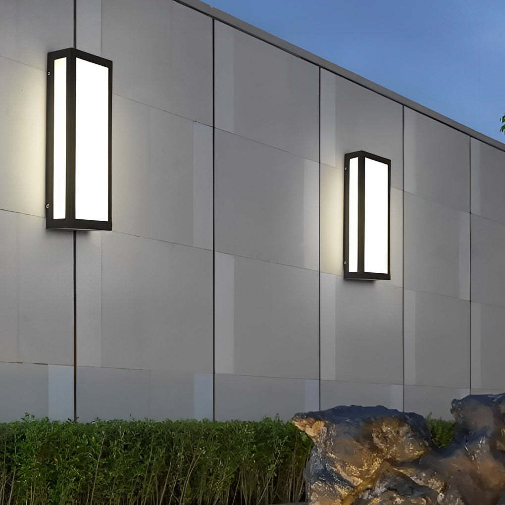 Rectangular LED Waterproof Black Modern Outdoor Exterior Light Wall Lamp-Lighom
