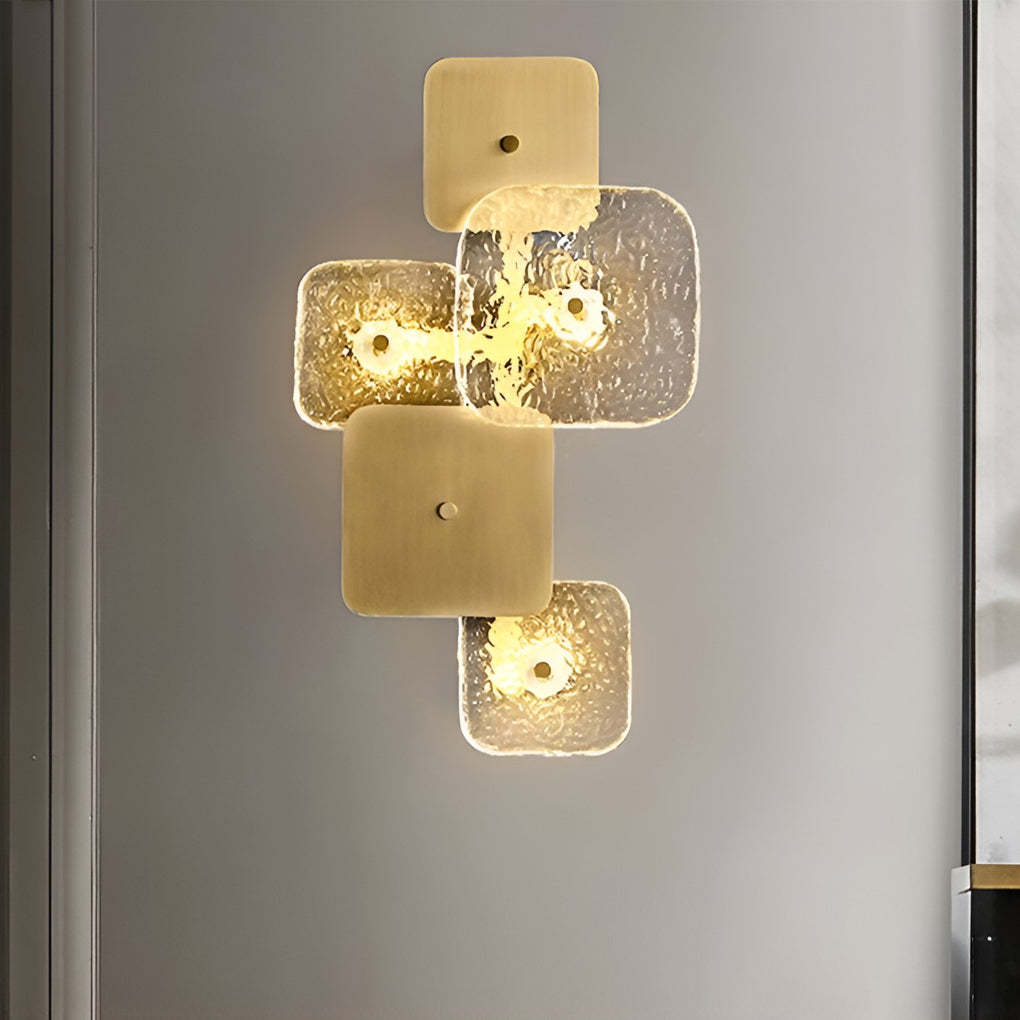 Creative Rounded Square Glass Copper LED Modern Wall Sconce Lighting-Lighom