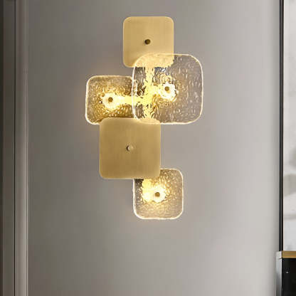 Creative Rounded Square Glass Copper LED Modern Wall Sconce Lighting-Lighom
