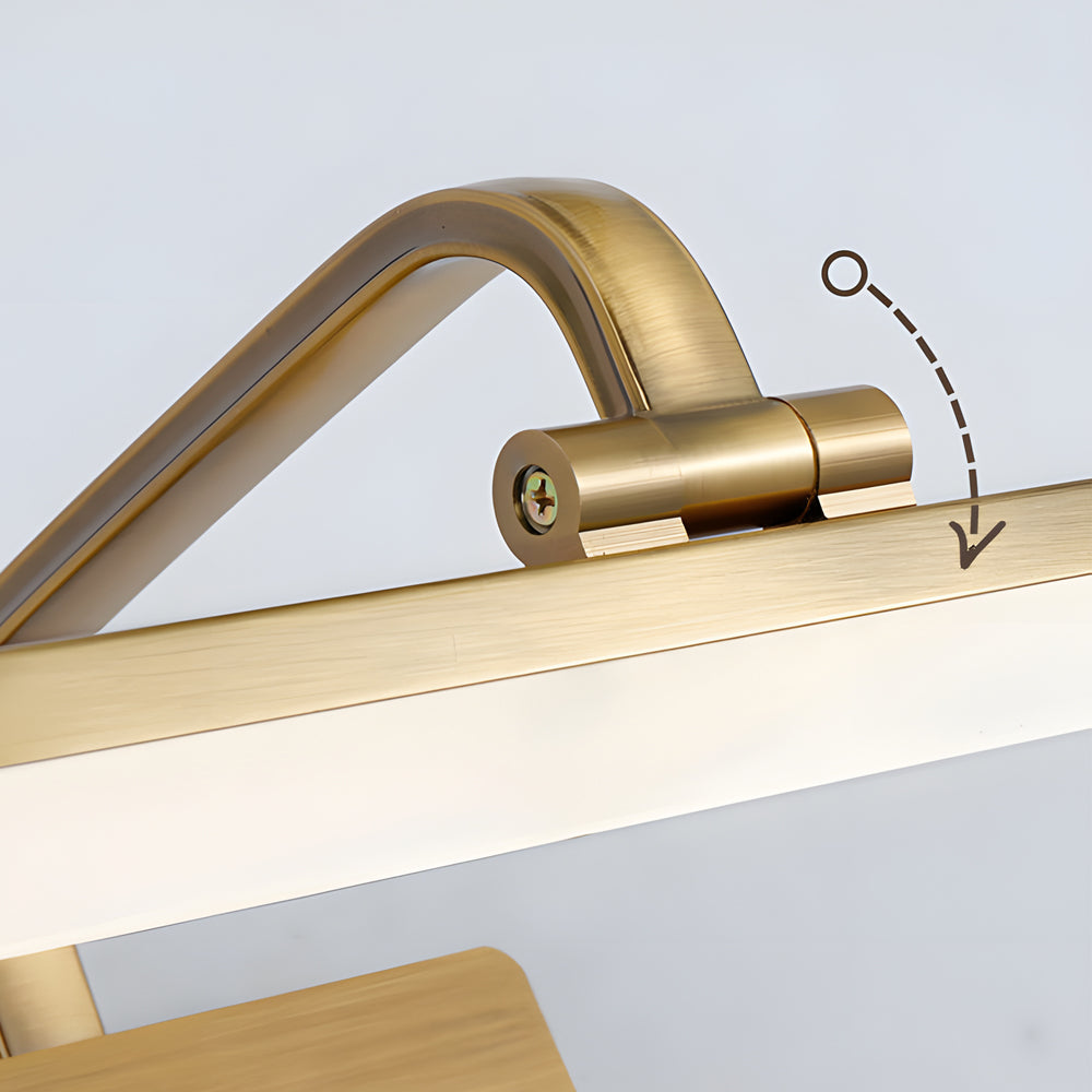 Brass Linear LED Bathroom Vanity Light with Curved Rod Design Elegant Mirror Fixture-Lighom