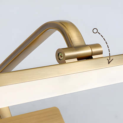 Brass Linear LED Bathroom Vanity Light with Curved Rod Design Elegant Mirror Fixture-Lighom