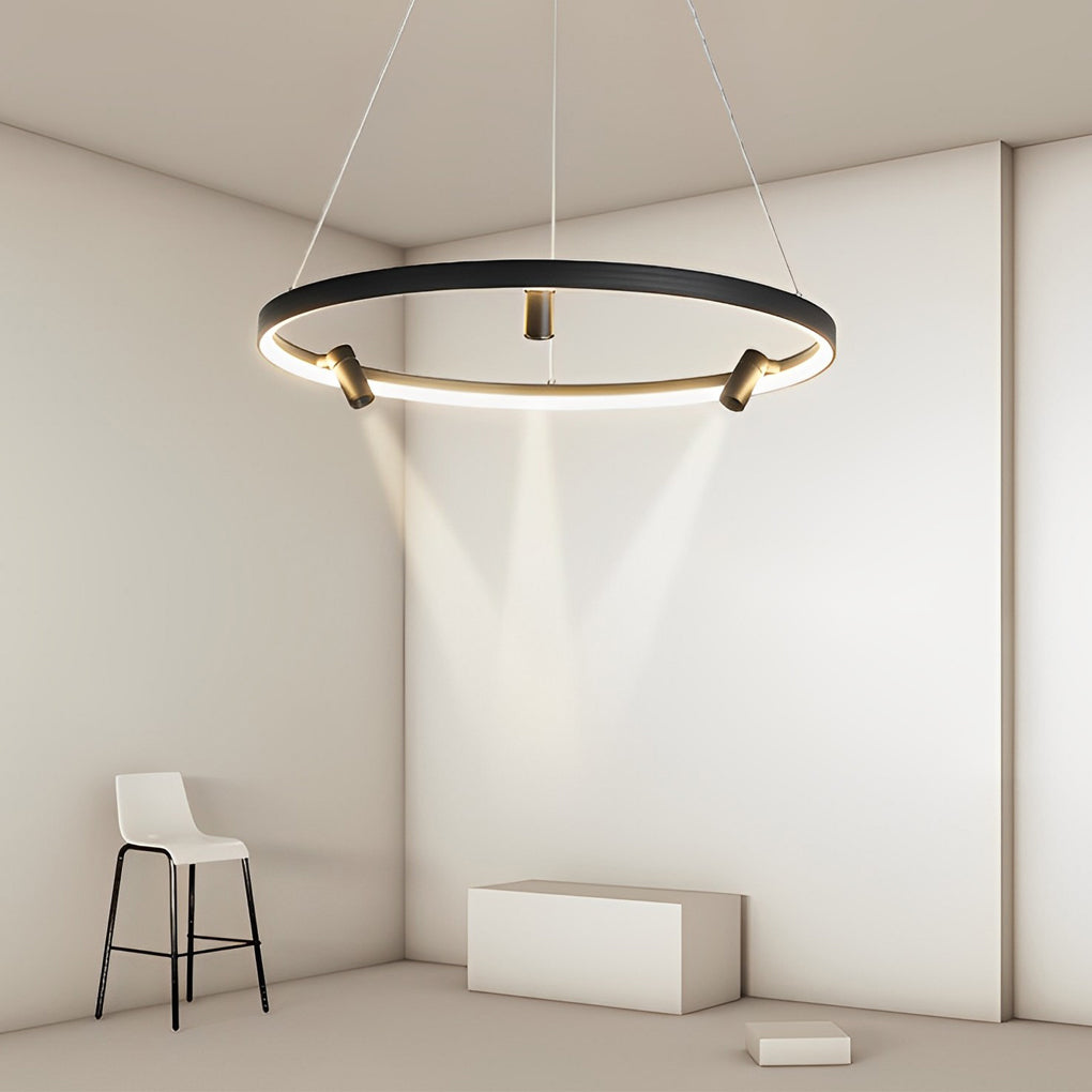 Round LED Chandelier with Adjustable Spotlight
