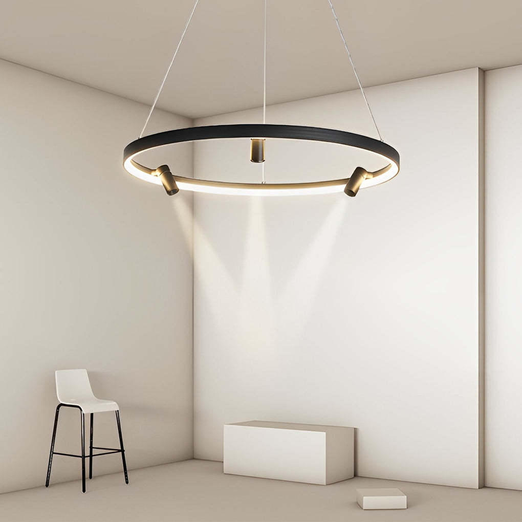 Round LED Chandelier with Adjustable Spotlight