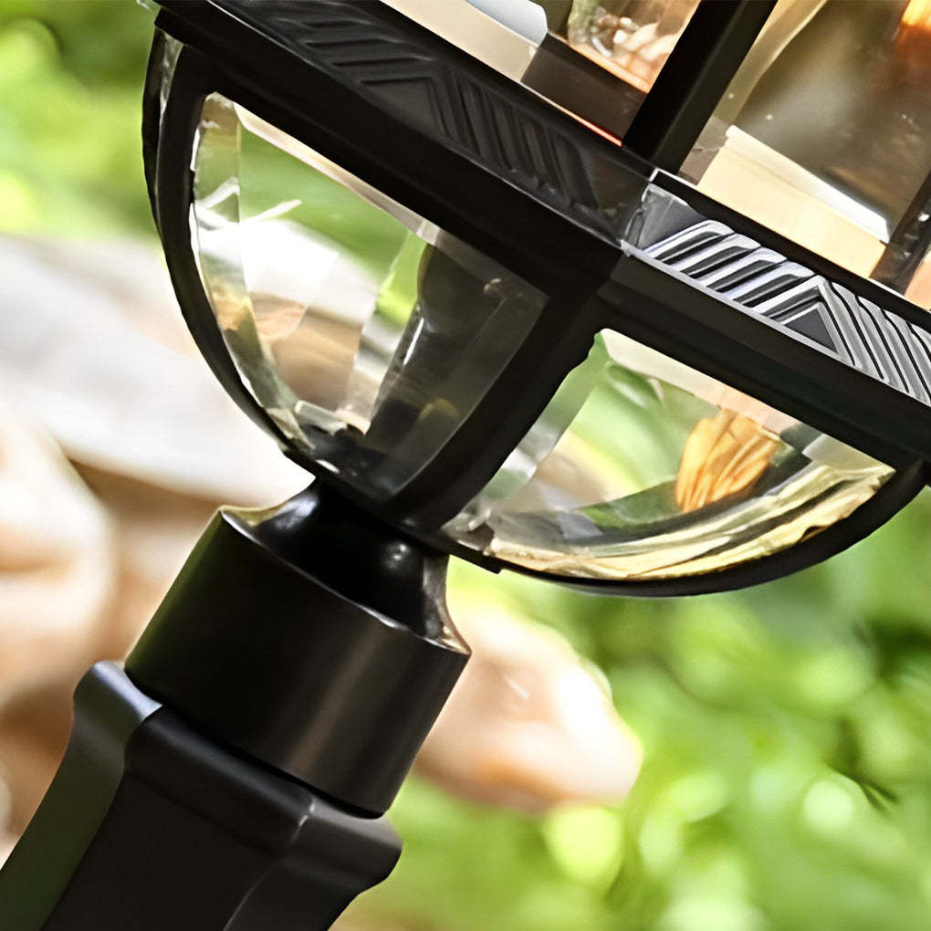 Retro Creative Metal Glass Waterproof Black Modern Fence Post Lights-Lighom