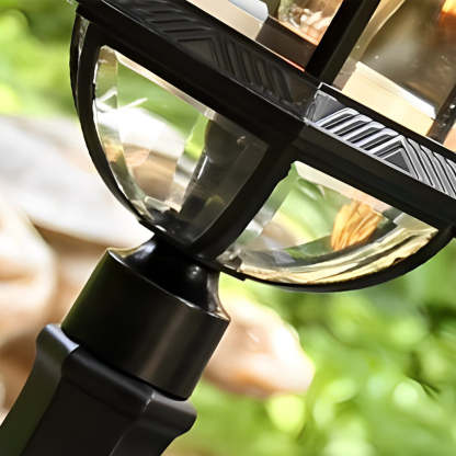 Retro Creative Metal Glass Waterproof Black Modern Fence Post Lights-Lighom