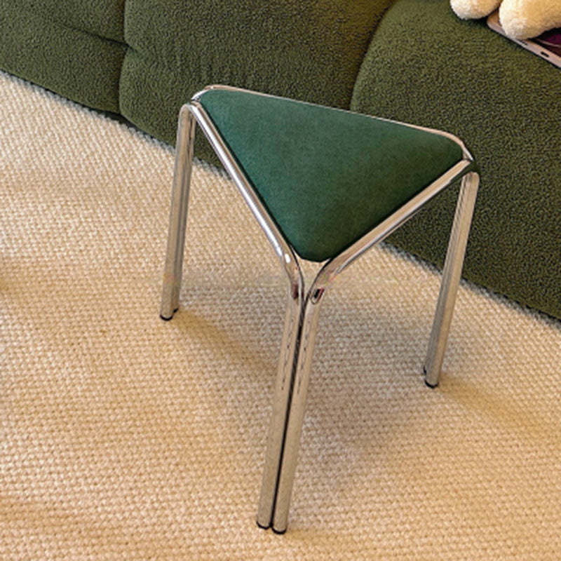 Minimalist Triangle Fabric Steel Vanity Stool — Orange