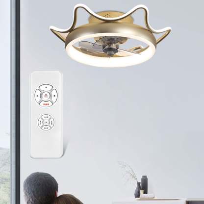 Nordic Round Wrought Iron LED Flush Mount Fan Light