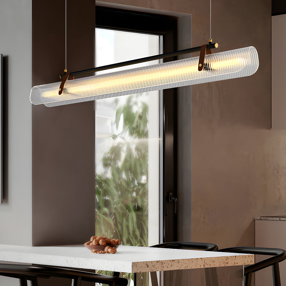 Modern nami linear black acrylic pendant lighting, Lighom — 31.5" L / Matte Black